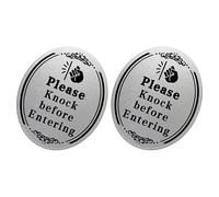 DONFAMDS 2pcs Please Knock before Entering Plate Door Sign Please Knock Sign Stickers 6x4inch Black Pvc Waterproof Material Strong Adhesive Sticks Firmly for Bedroom Windows