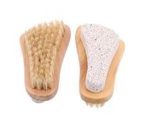 DONFAMDS 2pcs Pumice Stone Scrub Brush for Foot Care Callus Removal and Dead Skin Exfoliation for Wet and Treatment with Natural Boar Bristles