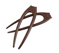 DONFAMDS 2pcs U-shaped Wooden Cat Face Hairpins Chinese Hair Sticks Chignon Hair Pins Ancient Style Hairpin Vintage for Hanfu