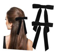 DONFAMDS 2Pcs Velvet Ribbon Hair Bows for Women Small Elegant Hair Accessories Secure Clip Design for Ponytails and Buns Fashionable Velvet Bows