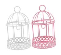 DONFAMDS 2pcs Vintage Birdcage Candle Holder Mini Wire Birdcage Tealight Holder Wedding Table Centerpiece Small Decorative Bird Cage