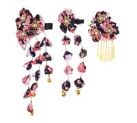 DONFAMDS 3pcs Japanese Kimono Hair Clips Traditional Tassel Hairpins for Women Elegant Vintage-inspired Cultural Accessories with Floral Design for Kimono and Hanfu