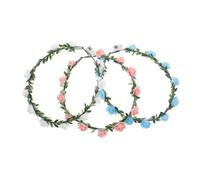 DONFAMDS 3pcs LED Glowing Flower Crowns Adjustable Floral Headbands for Weddings Festivals Scenic Performances Boho Bridal Wreaths with Artificial Flowers and Green Leaves for Party Photo