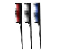 DONFAMDS 3pcs Tip Tail Hair Styling Combs Plastic Hairdressing Combs Black Red Blue for Home and Salon Use