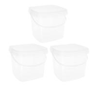 DONFAMDS 3PCS Transparent Food Storage Bucket with Lid and Handle Airtight Square Ice Cream Tub Plastic Container for Home Kitchen and Outdoor Events