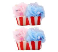 DONFAMDS 4pcs Cute Ice Cream Loofah Bath Balls Fun Cartoon Shower Sponge for Travel Exfoliating Bath Accessory Durable and Portable Bathing Essentials