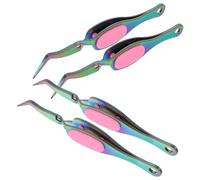 DONFAMDS 4pcs Precision Stainless Steel Fine Point Tweezers with Reverse Action and Curved Tips for Jewelry Making Electronics DIY Crafts Soldering and Experimental Work