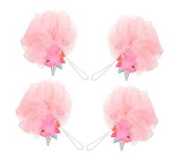 DONFAMDS 4pcs Unicorn Bath Sponge for Soft Mesh Shower Puff Body Scrubber with Cute Cartoon Animal Shapes Gentle Exfoliating Loofahs for Sensitive Skin Fun Bath Accessories Pink