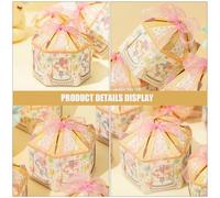 DONFAMDS 50pcs Unique Octagonal Paper Candy Boxes with Ribbon for Wedding Party Decorations and Storing Candy, Elegant Yellow Wedding Favour Boxes for Bridal Shower and Holiday Events