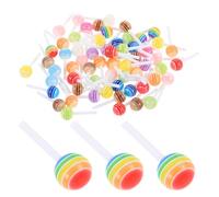 DONFAMDS 60pcs Mini Rainbow Lollipop Nail Charms Resin Candy Nail Accessories for DIY Manicure Art Colorful Cute Resin Decorations for Party and Daily Wear