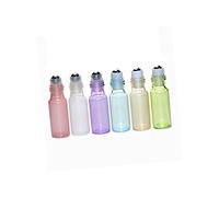 DONFAMDS 6pcs 3ml Roll-on Bottles Set Glass Essential Oil Bottles Portable Refillable Empty Subpackaging Steel Roller Balls Pearlescent Colors for Travel and Aromatherapy