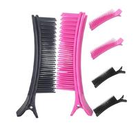DONFAMDS 6pcs Hair Sectioning Clips Set with Non-Slip Grip for Professional Salon Hair Styling and Coloring, Sturdy Hairdressing Accessories for Women and Stylists, Black and Pink