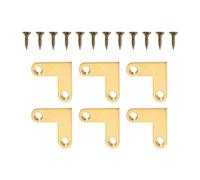 DONFAMDS 6pcs Sturdy Brass Shelf Brackets with Smooth Surface and Simple Installation, Retro Style Brass Flat Corner Brackets for Craft and Jewelry Boxes, Sturdy Right Angle Furniture