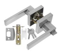 DONFAMDS Aluminum Alloy Bedroom Door Lock with Keyed Square Handle Three-Rod Silent Privacy Knob for Bathroom and Home Office Interior Security Lock for Wooden Doors