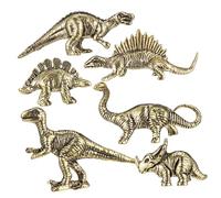 DONFAMDS Brass Dinosaur Figurines Miniature Dinosaur Sculpture Decor Vintage Table Decor Birthday 6pcs Set Spinosaurus Brachiosaurus Triceratops Megatherium