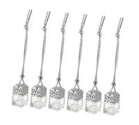 DONFAMDS Car Perfume Bottle Pendant Set 6Pcs Silver Glass Bottles with Wooden Caps Hanging Auto Aroma Diffuser for Cars and Vehicles