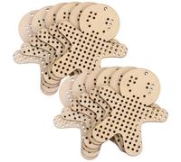DONFAMDS Cross Mesh Sheets with Natural Beige Wood Material 12pcs Wooden Gingerbread Men Shape Handmade Favors for Christmas Decorations for Stitching Practice and Family