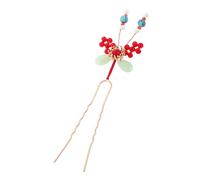 DONFAMDS Delicate Butterfly Hairpin 1 Piece Red Chinese Style Hair Fork for Women Girls Retro Hair Jewelry Ornament