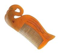 DONFAMDS Delicate Ox Horn Hair Comb Double-sided Engraving Swan Shape Anti-static Smoothing Detangling Comb Portable Hairdressing Tool for Home and Travel