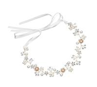 DONFAMDS Flower Hairpin Pearl and Rhinestone Adjustable Ribbon Headband for Wedding Lady Women Bridal Hair Accessories for Flower Girl Accessories Occasion