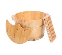DONFAMDS Foot Soaking Basin and Water-resistant Large-capacity Wooden with Lid Solid Wood Tub and Foot Massager Leak-proof for Home Use