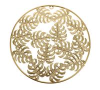 DONFAMDS Golden Iron Round Leaf Wall Decor Pendant Resistant Garden and Living Ornament Hanging Embellishment for Hallway Shop Hotel and Outdoor Use Housewarming Gift