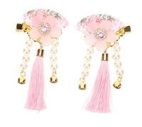 DONFAMDS Japanese Style Flower Tassel Hair Clip Pair with Beaded Fans Lightweight Traditional Hairpins for Women and Secure Grip for Weddings Parties Cosplay and Special Occasions