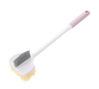DONFAMDS Long Handle for Gentle Exfoliating and Shower Use Foot Cleaning Brush with Double Sided Soft Bristles Ergonomic Design Plastic and Silicone Foot Exfoliant Scrubber for Elderly