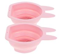 DONFAMDS Makeup Brush Cleaner Bowls for 2 Pcs Bunny-shaped Silicone Hanging Design, Easy to Use and Soft Material Not Hurting Hands, for Cleaning Household Bathroom Use Face Brushes