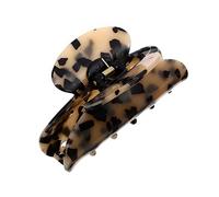 DONFAMDS Marble Pattern Toothed Hair Claw Clip Large Acetate Jaw Barrette Beige Retro Style for Women Girls, Non-slip Vintage Hairpin for Casual and Formal Hairstyles