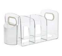 DONFAMDS Multi-function Desktop Bookshelf Organizer Sleek Modern Design, Plastic Material Book Holder for Storing Files and Magazines on Office or School Desk