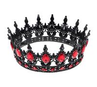 DONFAMDS Queen Crown Tiara Rhinestone Bride Wedding Hair Accessory Black Red Baroque Style Princess Crown Headpiece for Women