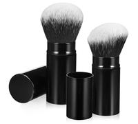 DONFAMDS Retractable Makeup Brush Set 2pcs Portable Powder Brushes for Travel Angled and Flat Top Design for Face Makeup and Blush Application
