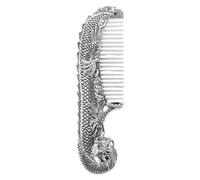 DONFAMDS Vintage Silver Engraved Comb with Hand Carved Dragon and Phoenix Pattern Traditional Chinese Alloy Hair Styling Comb for Grooming and Massage, for Home Decor and Special