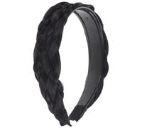 DONFAMDS Wide Braid Wig Headband Hair Hoop with Five-strand Black Brown Braided Design, Women’s Outdoor Hair Ornament for Daily and Casual Wear, Simple Style ’ Hairband