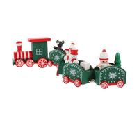 DONFAMDS Wooden Christmas Train Decorative Model Multi Section Cartoon Style Lightweight Festive Desktop Ornament for Holiday Party Home Decoration Gift