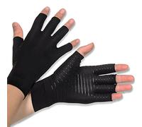 Donfri 1 Pair Copper Infused Arthritis Hand Compression Gloves Fingerless Design Women Men Relieve Symptoms Rheumatoid Osteoarthritis Raynauds Disease Breathable Comfortable Fit Machine Washable (S)