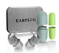 Donfri 2 Pairs Ear Plugs for Sleep Noise Reduction 40dB Three Layers of Sound Insulation Ear Brace Design Earplugs Noise Cancelling for snoring，Concerts，Learning (Grey，Green)