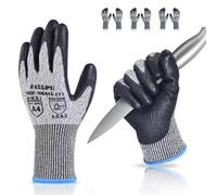 Donfri 3 Pairs Cut Resistant Work Gloves Level 5 Touchscreen PU Size S