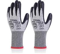 Donfri Cut Resistant Gloves High Performance Level 5 Protection Safety Work Gloves for Men Comfortable PU Coated Palm Cut Proof Gloves Gardening Food Grade Non-slip Machine Washable (L, 1) (Pack of 2)