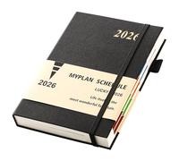 Donfulfip 2026 Diary A5 Day Per Page,Agenda 2026 A5 Page a Day Full Year Planner,Academic Diary 2026 from Jan to Dec,Daily & Monthly Planner with Pen Loop, Colorful Month Tabs,Inner Pocket (Black)