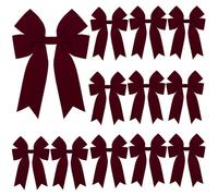 Donfulily 12Pcs Burgundy Velvet Bows for Christmas Tree,17x14cm Wine Red Bows for XmasTree Wreath Garland Gift Home Décor,