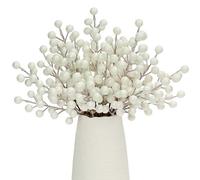Donfulily 24 Pcs Artificial Berry Stems,8.7 Inch Holly Berry Picks for Christmas Tree Decorations Garland Wreath Making Supplies DIY Crafts Flower Arrangement (White)