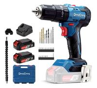 Dong Cheng 20V Brushless Heavy-Duty Impact Drill, 50N.m, 27000 IPM, 13mm Keyless Metal Chuck, 20+1+1 Clutch, Cordless Hammer Drill with 2 * 2.0Ah Battery Kit for Drilling Brick Wall, Metal, Wood