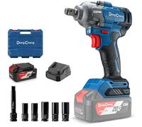 Dong Cheng 20V Brushless Impact Wrench, 698N.m High Torque, 1/2 inch 4-Speed Cordless Impact Gun with Storage Box, Easily Removes Bolts on Cars, Trucks, and Tractors, Includes 4.0Ah Battery & Charger