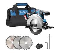 Dong Cheng 20V Max Circular Saw 165mm Cordless Circular Saw with Dust Collection Adaptor and Guide, 24T & 40T TCT Blade Included, Battery and Charger Kit (4.0Ah)