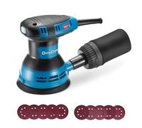 Dong Cheng Random Orbital Sander, 300W, 12000 RPM, 125MM with 10Pcs Sandpapers & Dust Bag, 6 Variable Speeds, Electric Palm Sander for Woodworking, Sanding & Polishing