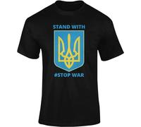 DONG-XIANG I Stand with Ukraine White Yellow Black Red Mens Women T Shirt 100% Cotton Support Ukraine Love Support Ukrainian Top Russia T-Shirt Black XXL