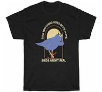 DONG-XIANG Men's Bird Watching Goes Both Ways The Bourgeo Birds aren't Real T-Shirt Black T-Shirt Black M