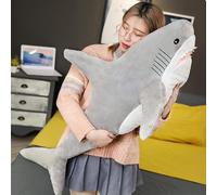 DongAi Plush Shark Toy Pillow, 100CM Giant Shark Plush Animal Toy Super Soft and Cute Pillow Children’s Boys and Girls Room Decoration Bedtime Gift (Gray, 100CM)